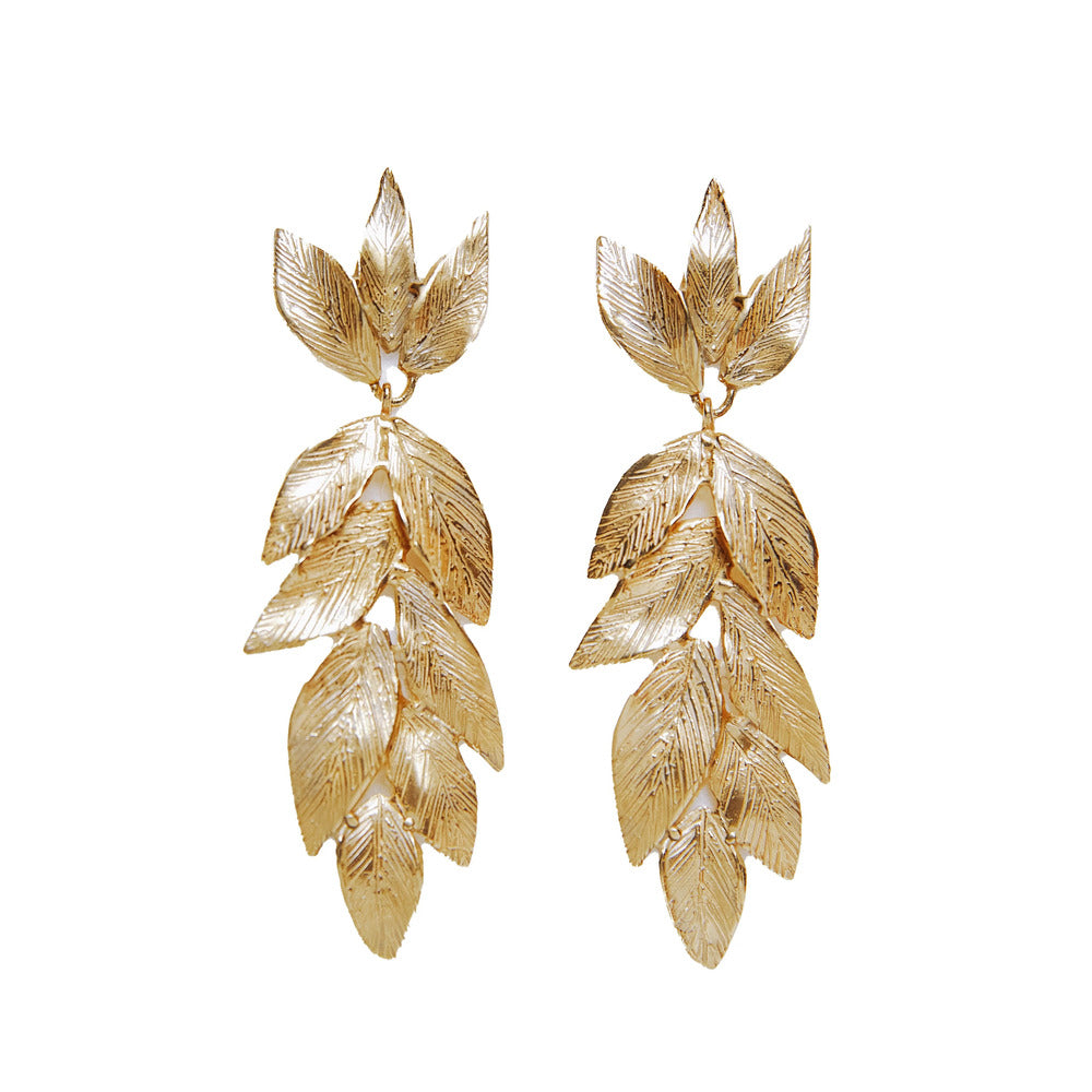 Orecchini GIULIA BARELA Foliage Bronzo bagnato Oro 24 kt