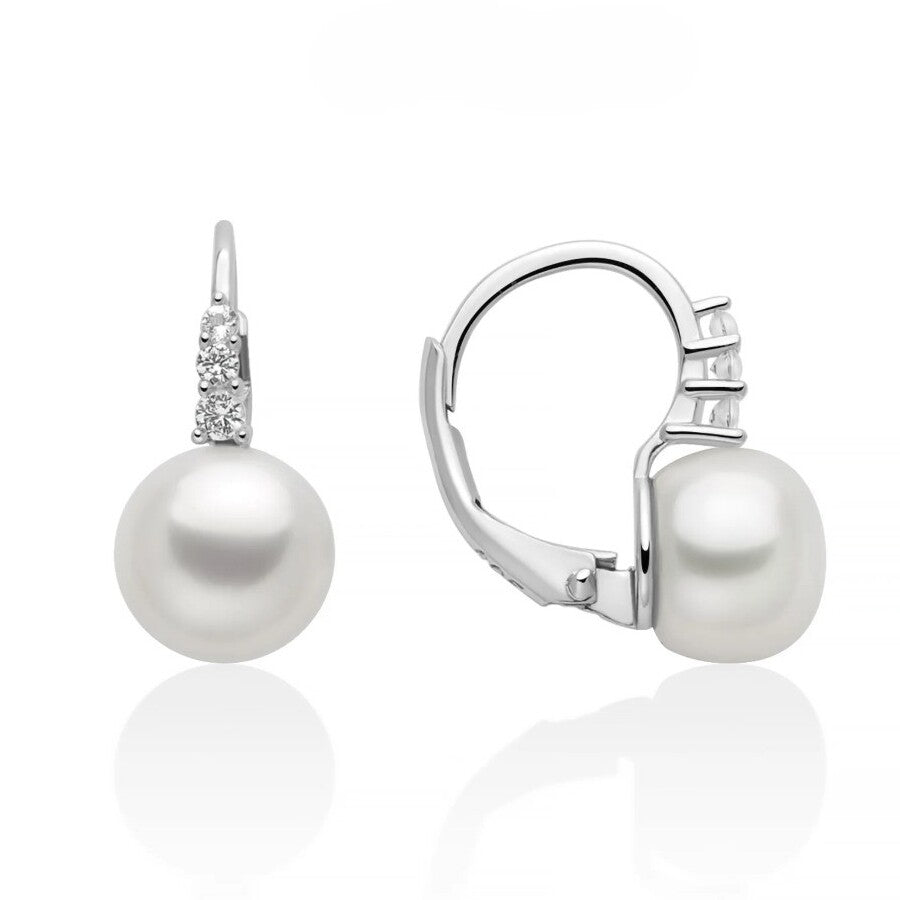 Orecchini Miluna Eva con Perle Oriente 8,5-9 mm e Topazi