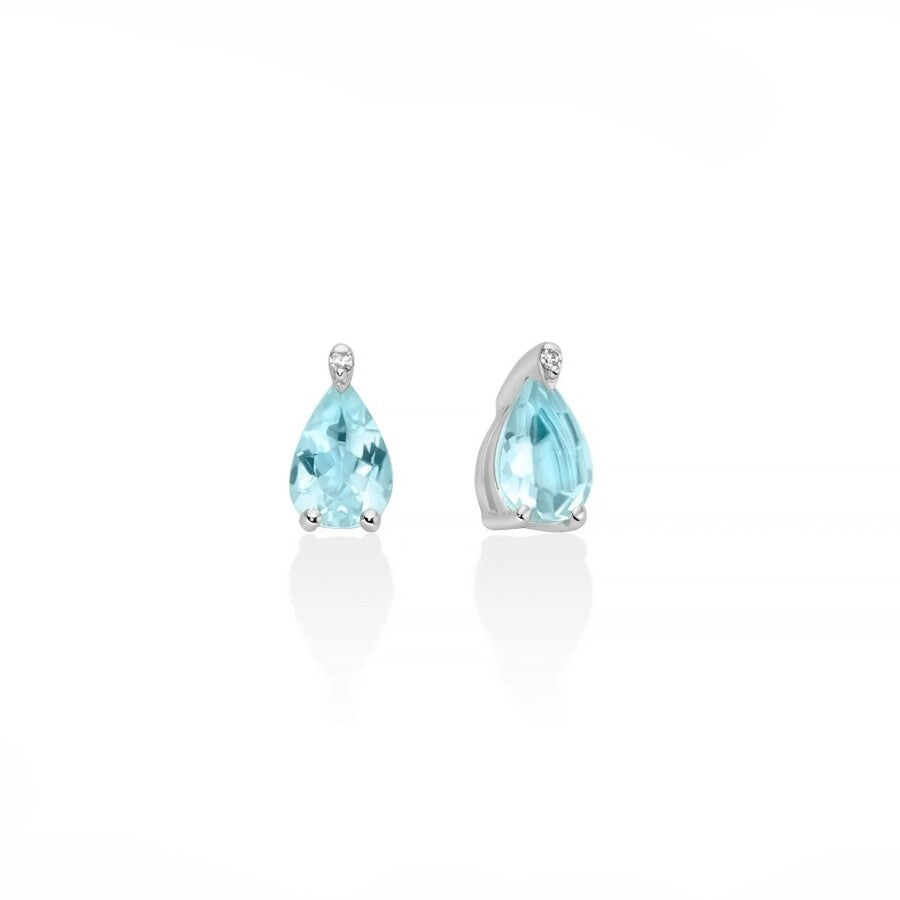 Orecchini Miluna in Oro bianco con Acquamarina a goccia e Diamante