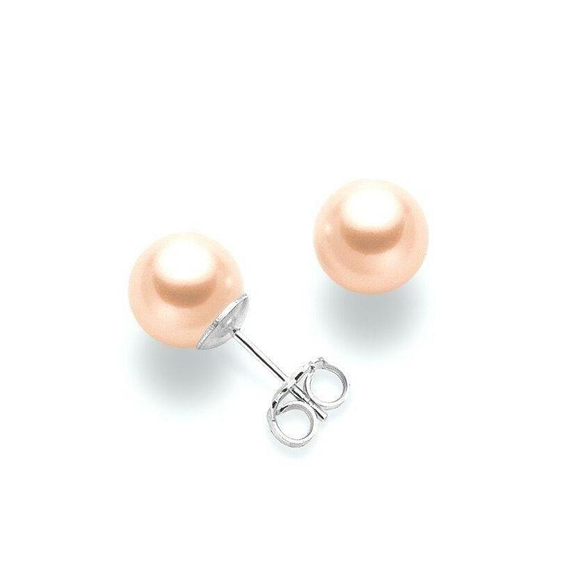 Orecchini Miluna in Oro con Perle Color Pesca 7-7,5 mm