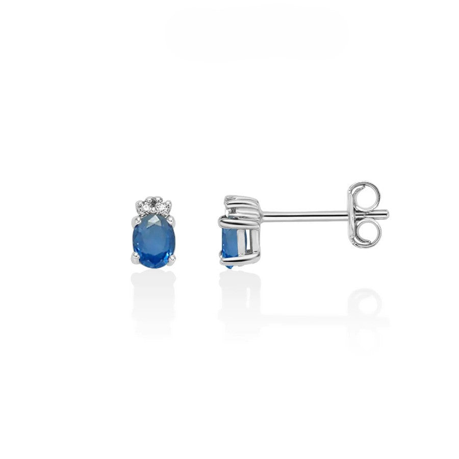 Orecchini Miluna Oro 9k con Zaffiri Blu ovali e Diamanti