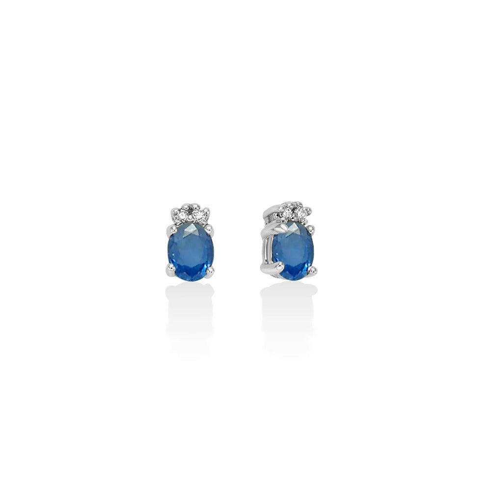 Orecchini Miluna Oro 9k con Zaffiri Blu ovali e Diamanti