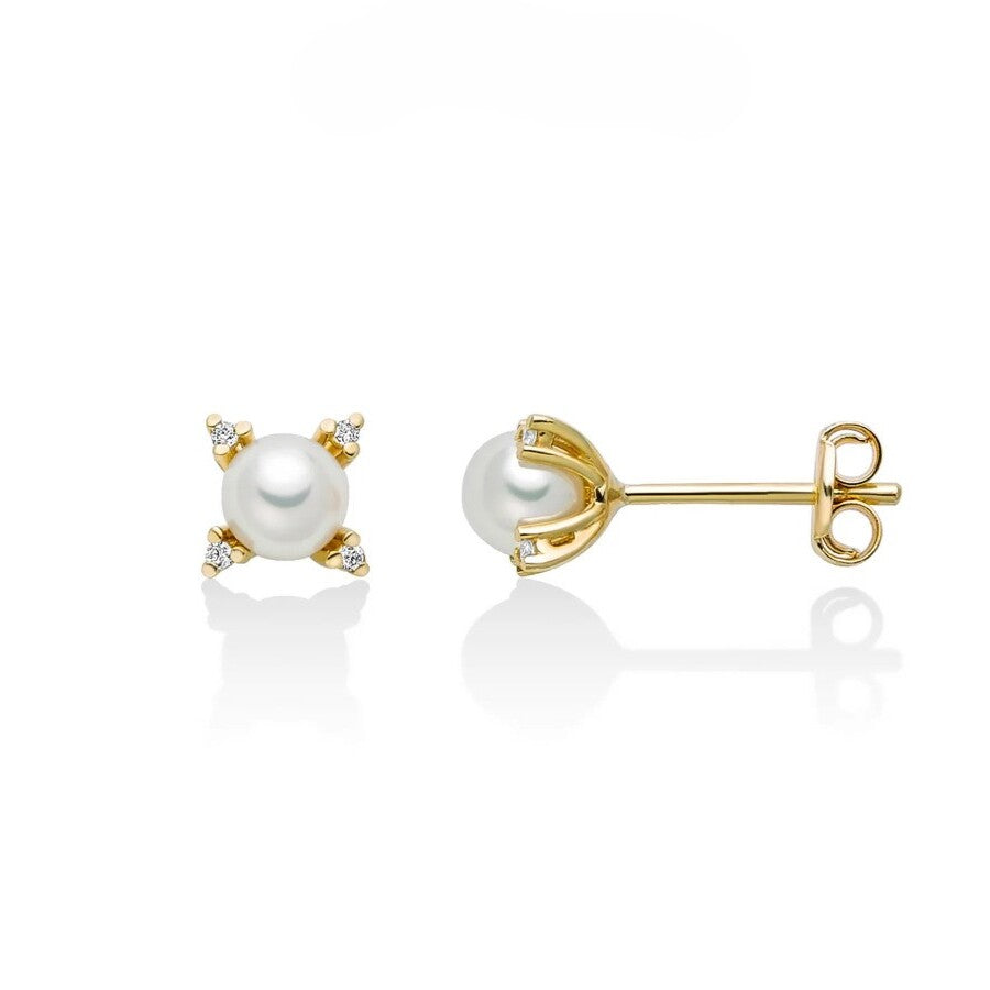 Orecchini Miluna Oro giallo 9k con Perle Oriente e Diamanti