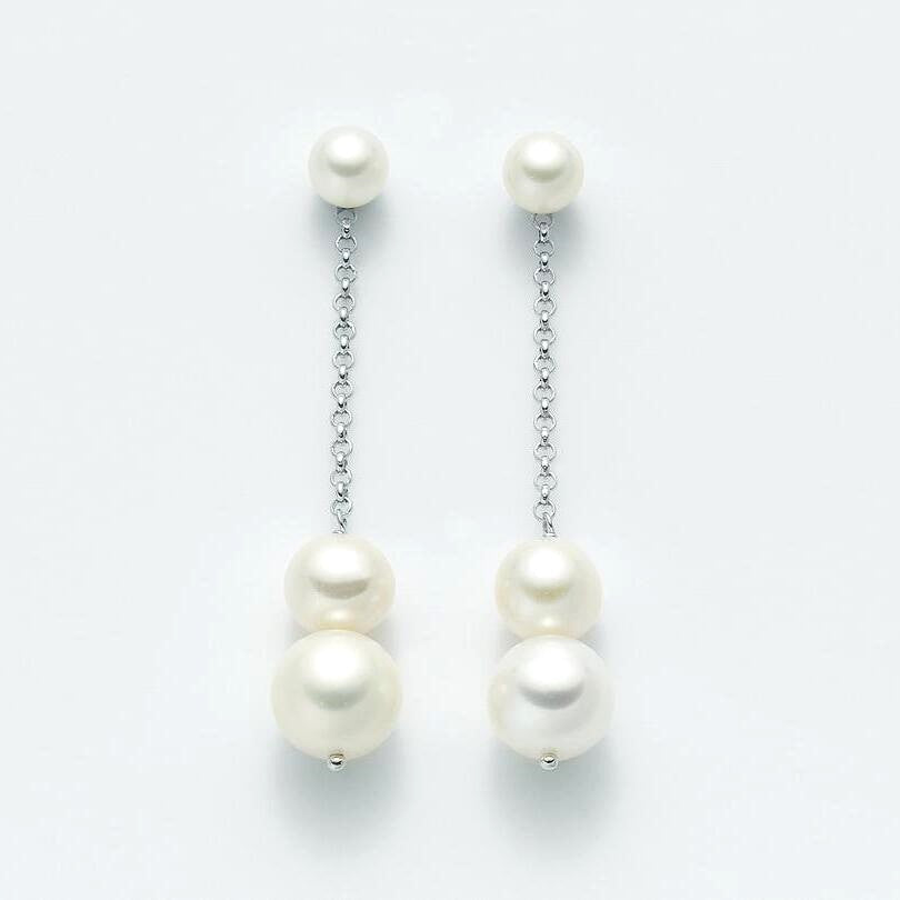 Orecchini Miluna pendenti in Argento con Perle