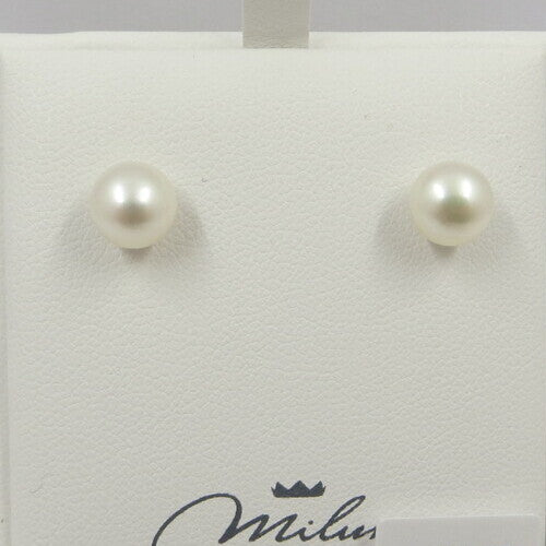 Orecchini Miluna in Oro Bianco con Perle 7-7,5 mm