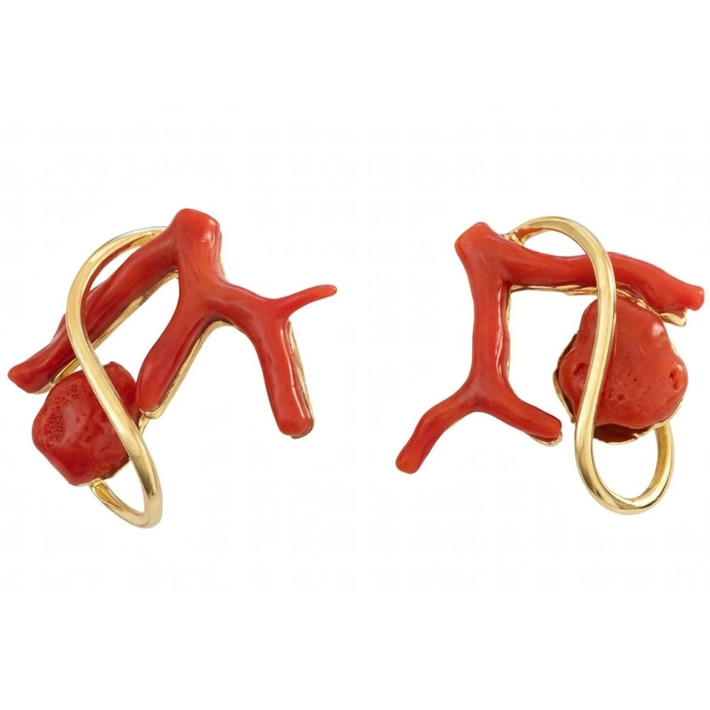 Orecchini SOARA in Argento Dorato e Corallo Rosso