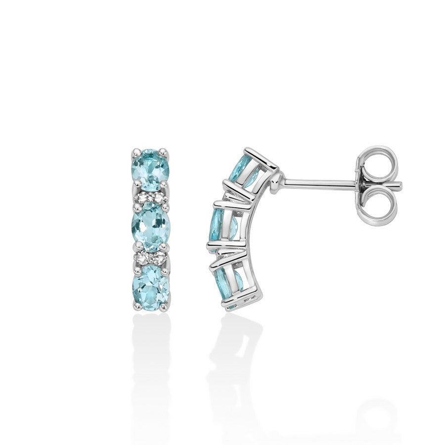 Orecchini Miluna Trilogy in Oro bianco con Acquemarine e Diamanti