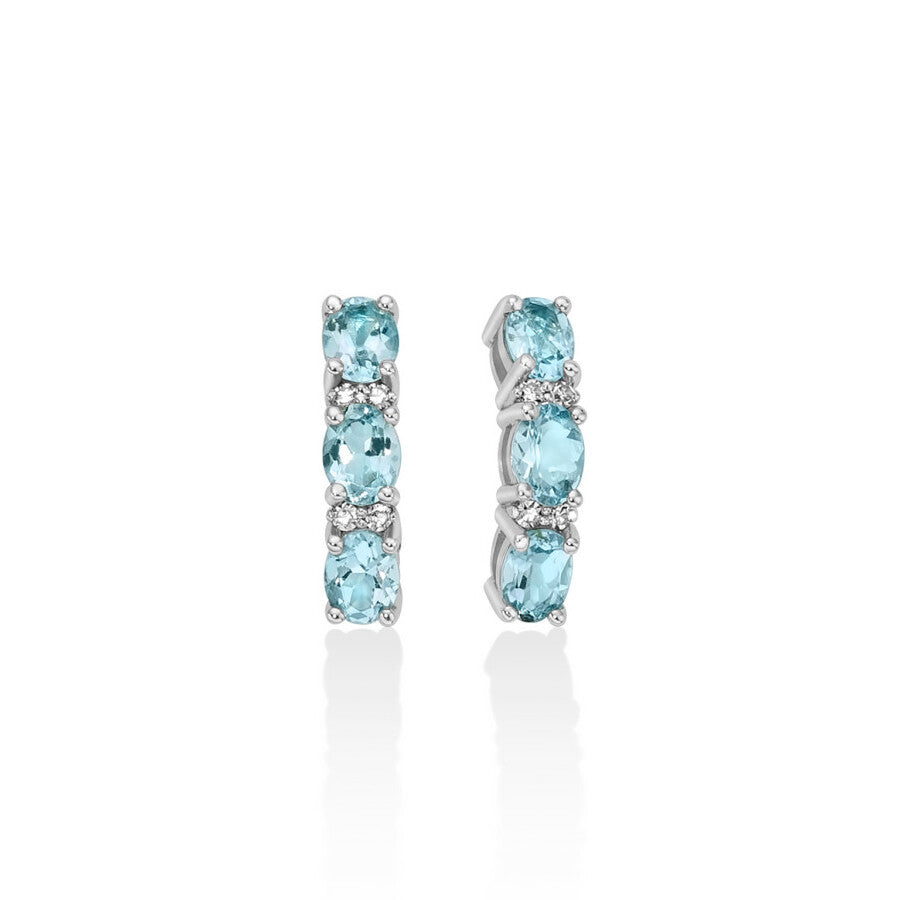 Orecchini Miluna Trilogy in Oro bianco con Acquemarine e Diamanti