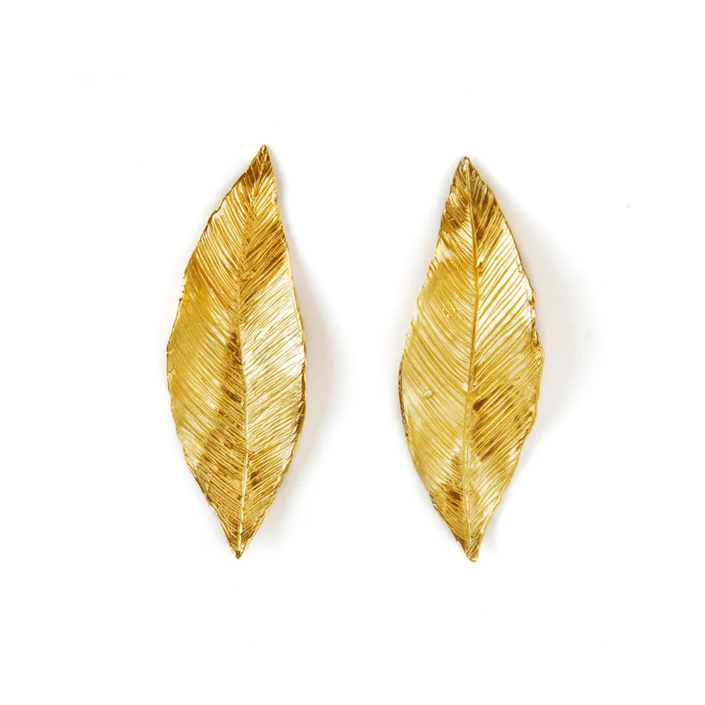 Orecchini Giulia Barela Leaves Large in Bronzo bagnato Oro 24 carati