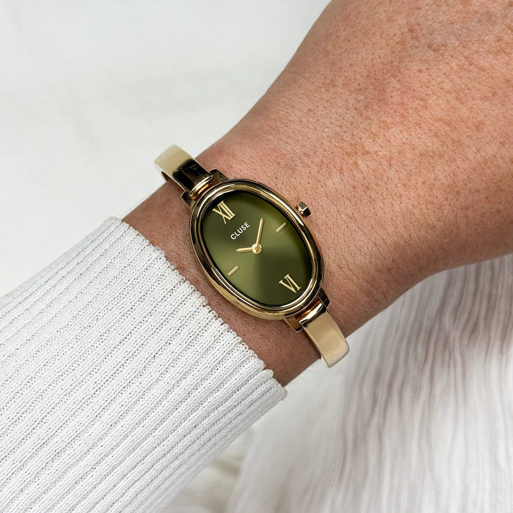 Orologio CLUSE L'Ovale Oro e Quadrante Verde Oliva