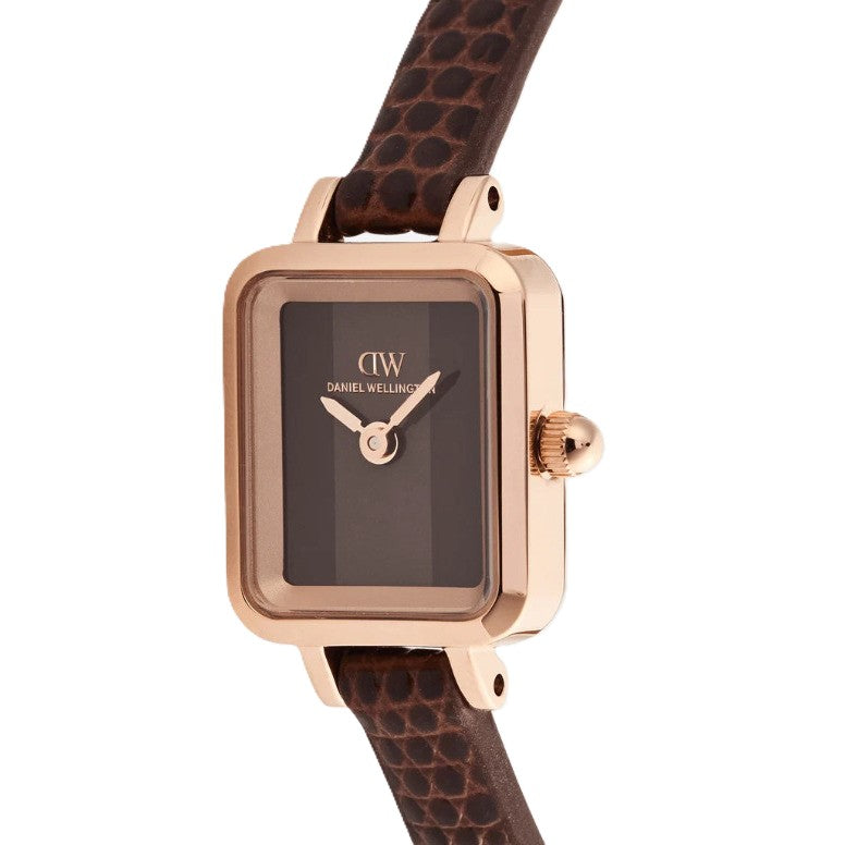 Orologio Daniel Wellington Quadro Mini Brown Lizard Padstow Rose Gold