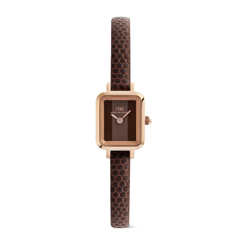 Orologio Daniel Wellington Quadro Mini Brown Lizard Padstow Rose Gold