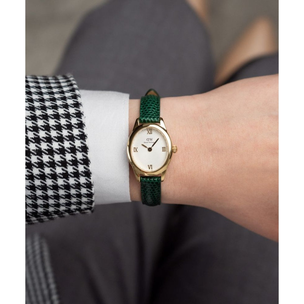 Orologio Daniel Wellington Ophelia Mini Green Lizard White Guillochè Gold