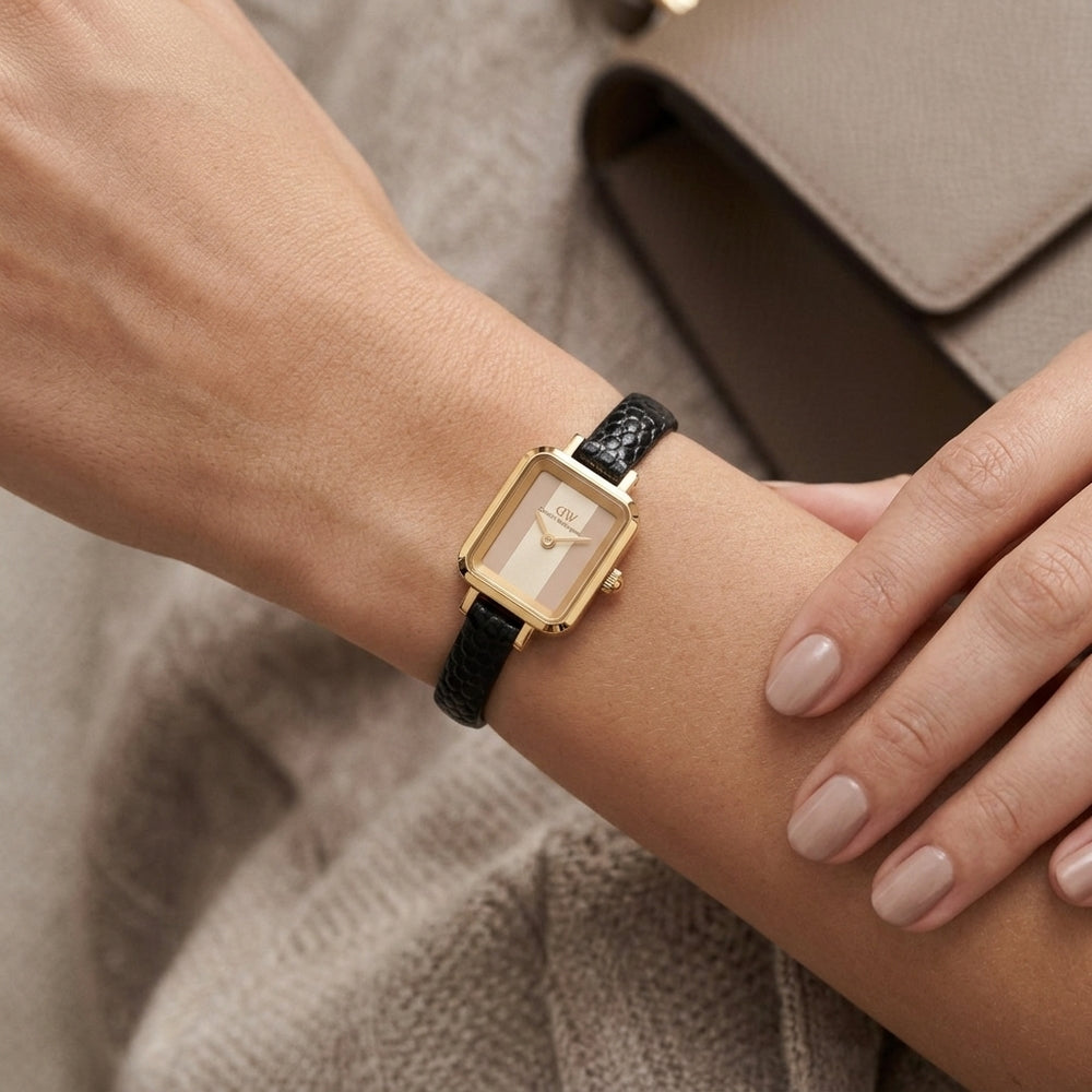 Orologio Daniel Wellington Quadro Mini Black Lizard Conwy Gold