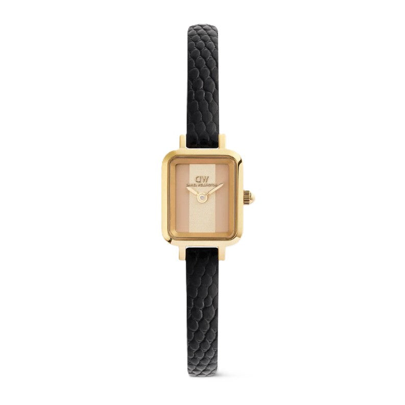 Orologio Daniel Wellington Quadro Mini Black Lizard Conwy Gold
