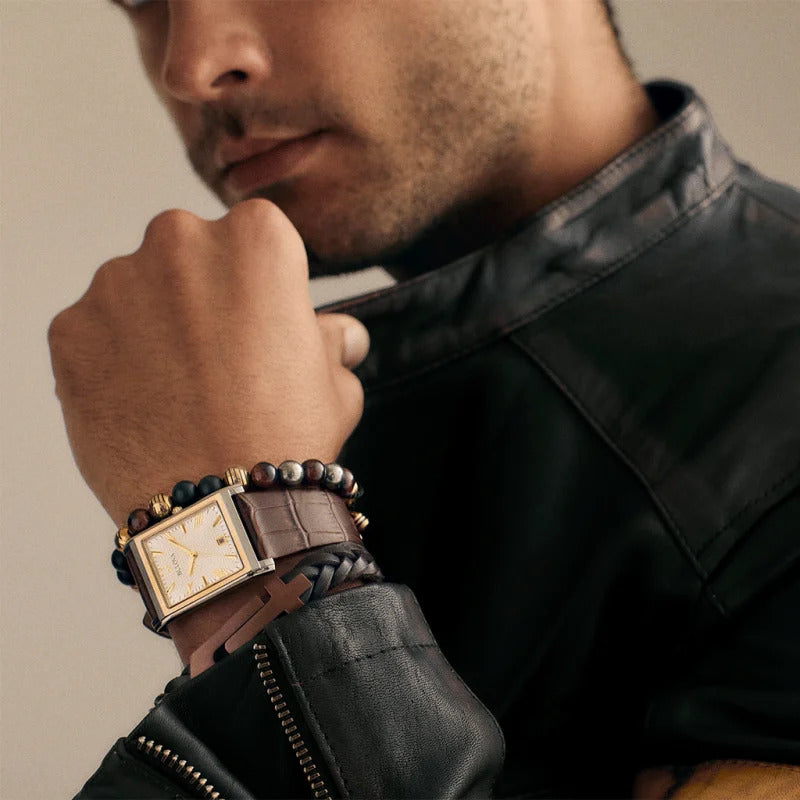 Orologio Uomo Bulova Classic Rectangle Silver, Gold, Brown