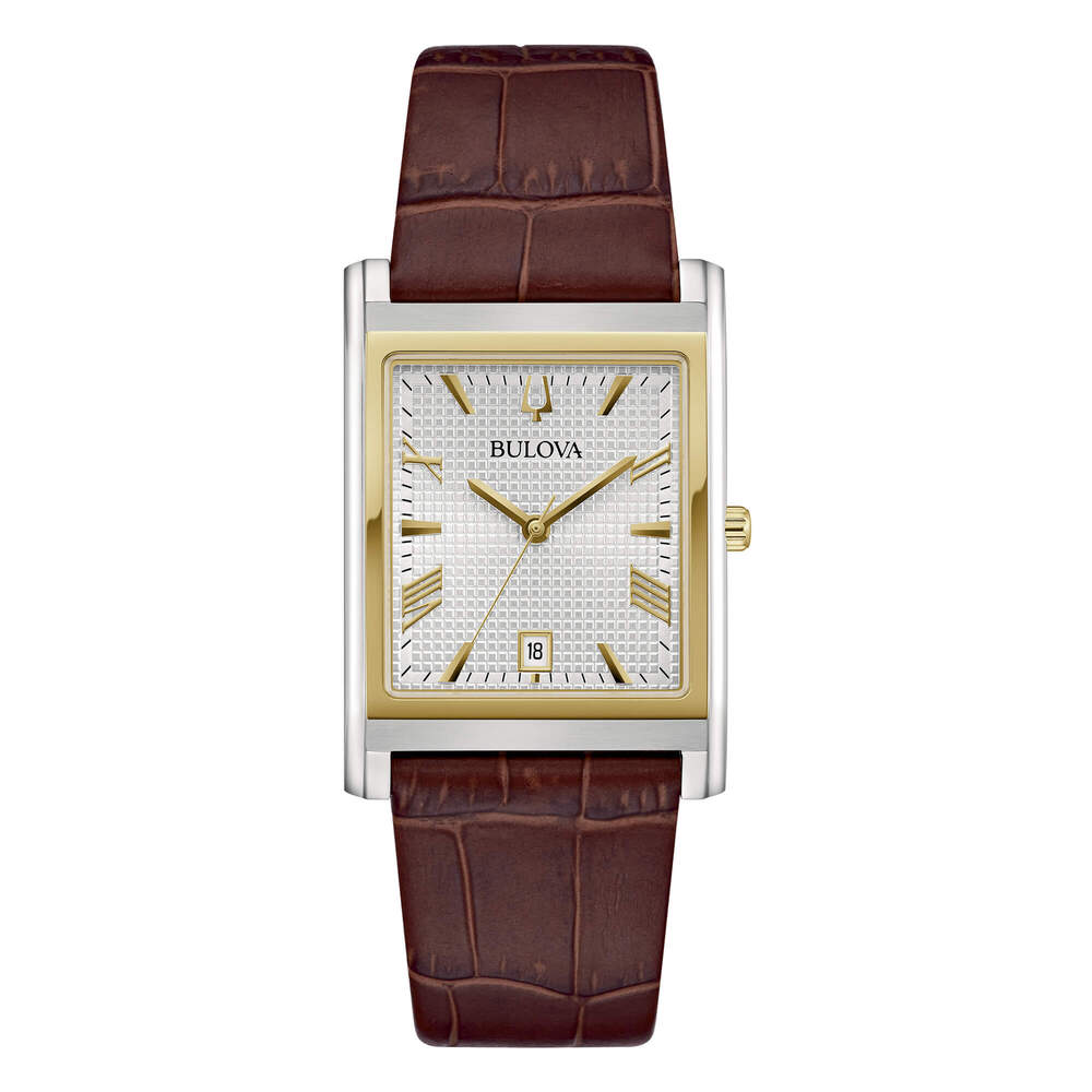 Orologio Uomo Bulova Classic Rectangle Silver, Gold, Brown