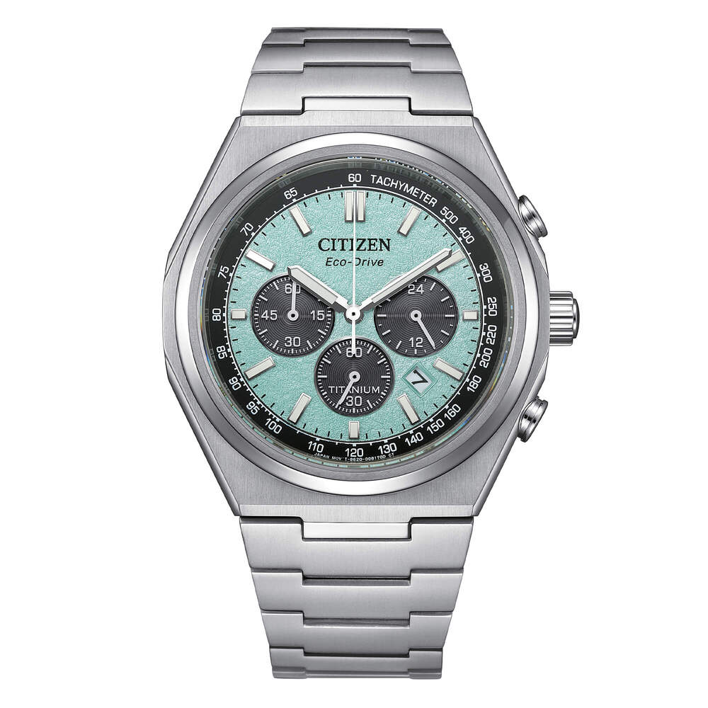 Orologio CITIZEN Crono Super Titanio Silver/Turchese