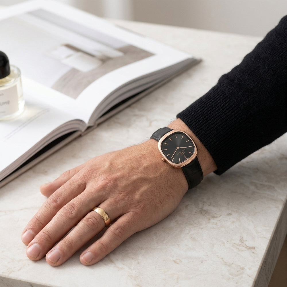 Orologio Daniel Wellington Cort Black Leather Rose Gold 30 × 38 mm