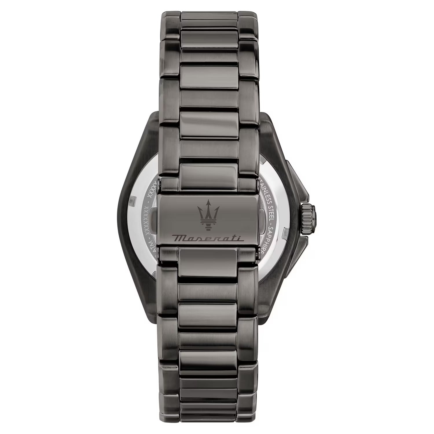 orologio da uomo maserati dark edition griogio scuro con indici blu codice prodotto R8853154001 vista posteriore