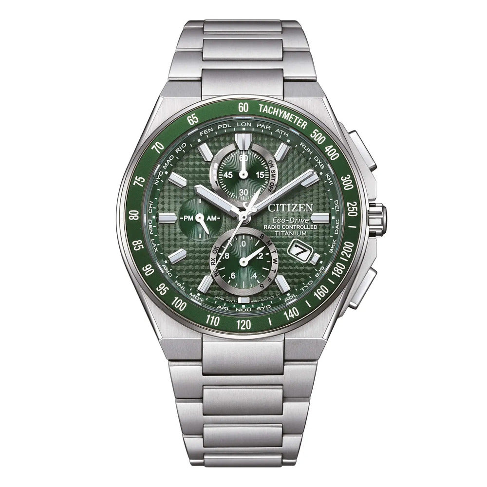Orologio Citizen Radiocontrollato AT8 Crono Super Titanio Verde