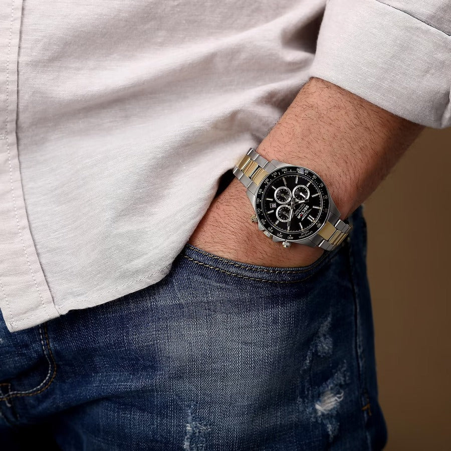 Orologio Cronografo Uomo SECTOR Silver Gold Black