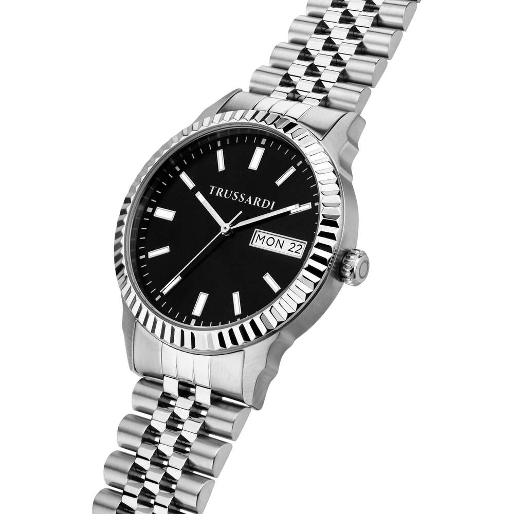 Orologio uomo TRUSSARDI T Bent Silver/Black 39mm