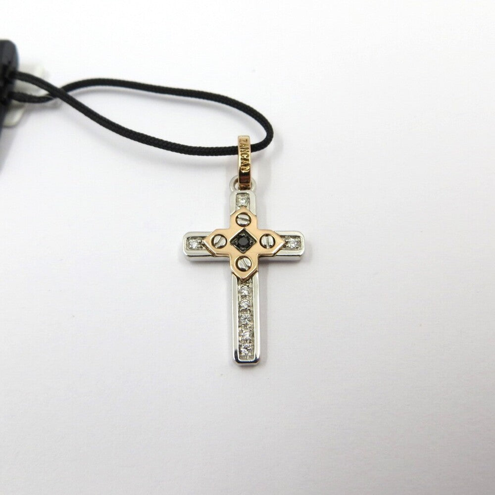 Pendente Croce ZANCAN Oro e Diamanti Bianchi e neri