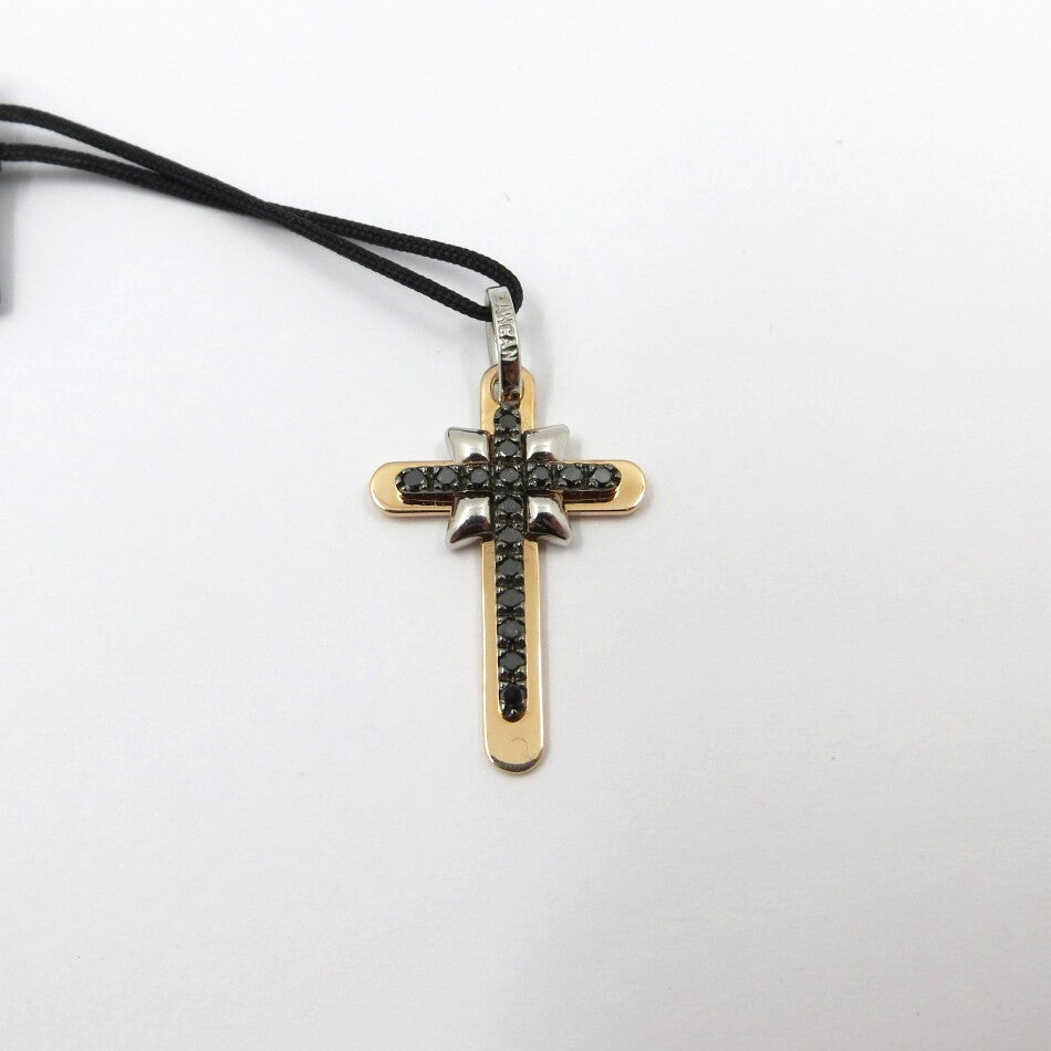 Pendente Croce ZANCAN Oro e Diamanti neri