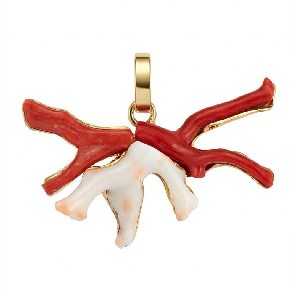 Pendente SOARA in Argento Dorato e Corallo Naturale