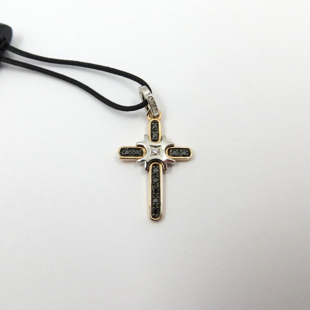Pendente Croce ZANCAN Oro e Diamanti Bianchi e neri