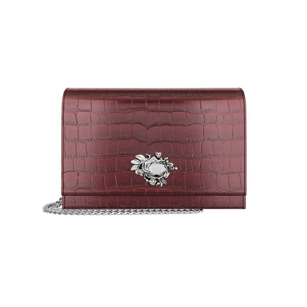 Pochette Giovanni Raspini Jungle Pelle Croco Borgogna