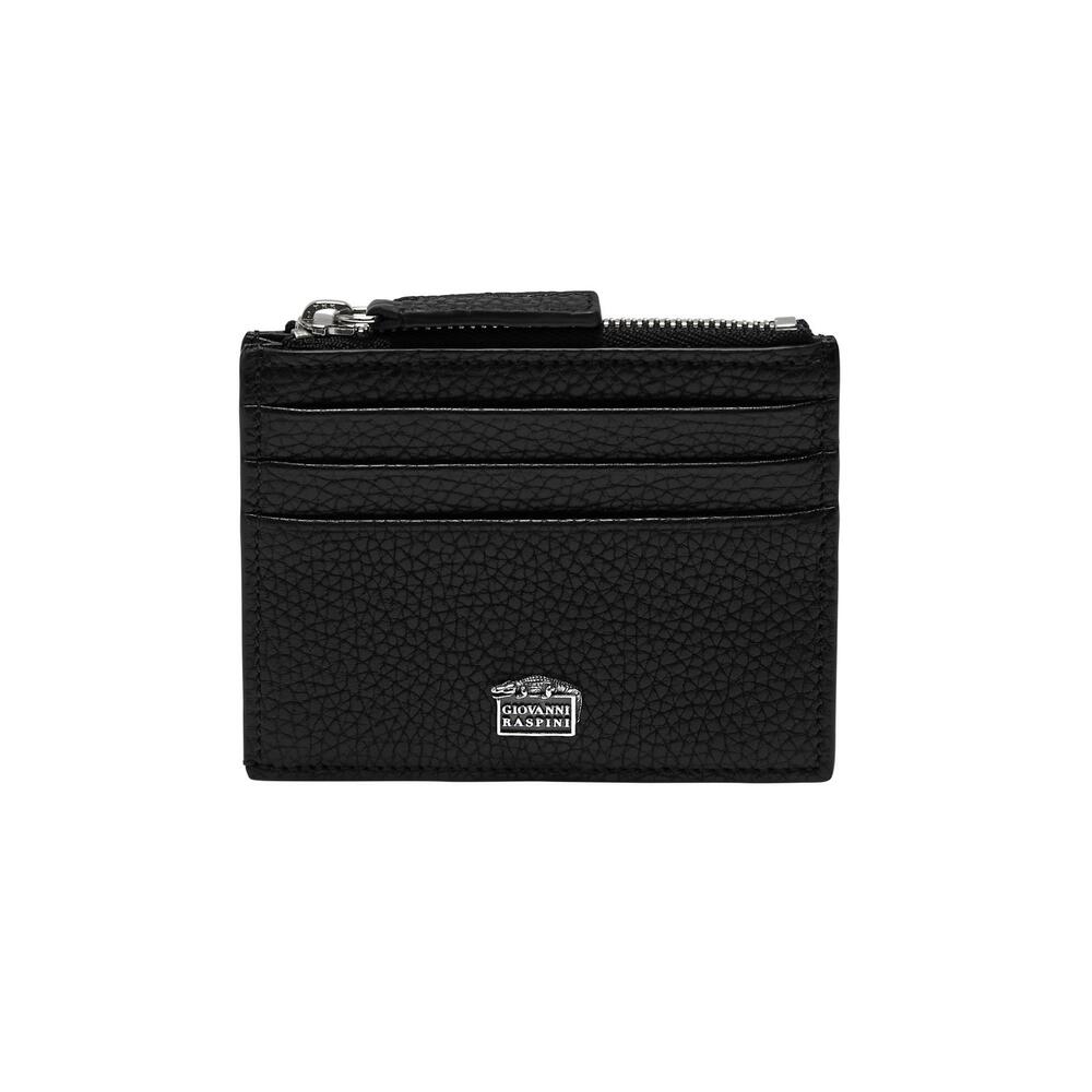 Portacarte Giovanni Raspini in Pelle Goffrata nera con zip