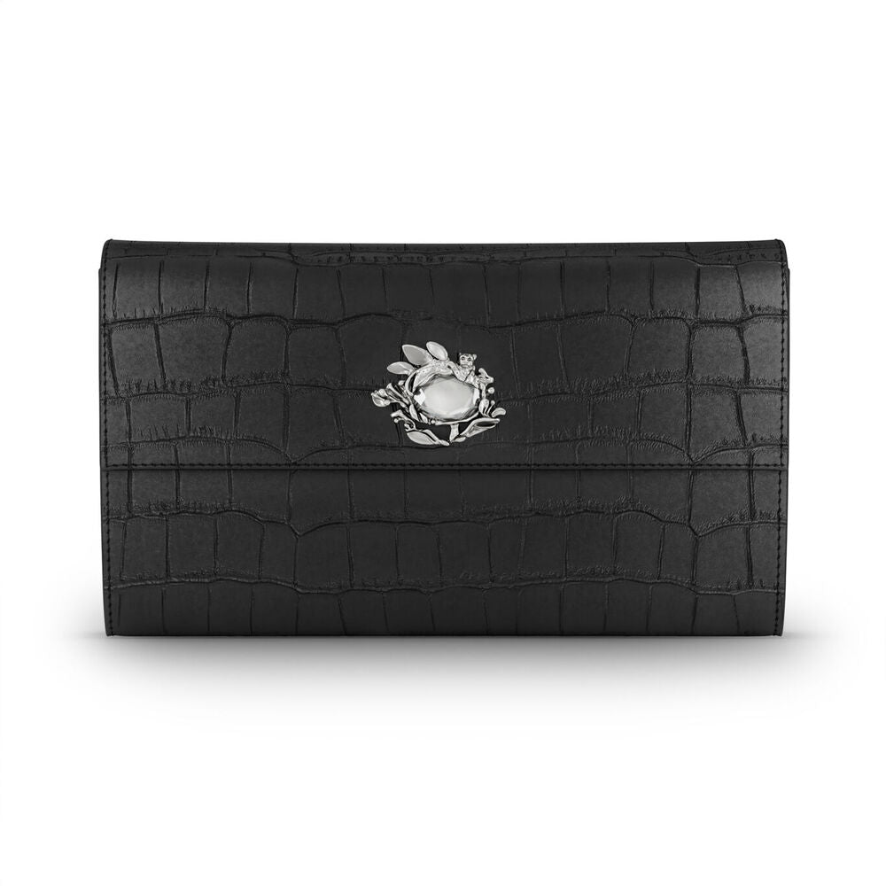 Portafoglio Giovanni Raspini Continental Jungle Pelle Croco Nera